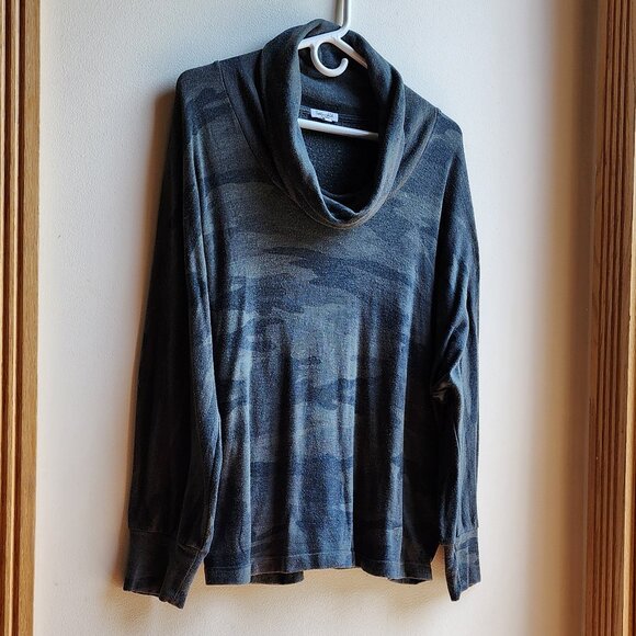 Splendid Green/Gray Camo Cowl Neck Jersey Size XL - Picture 3 of 16